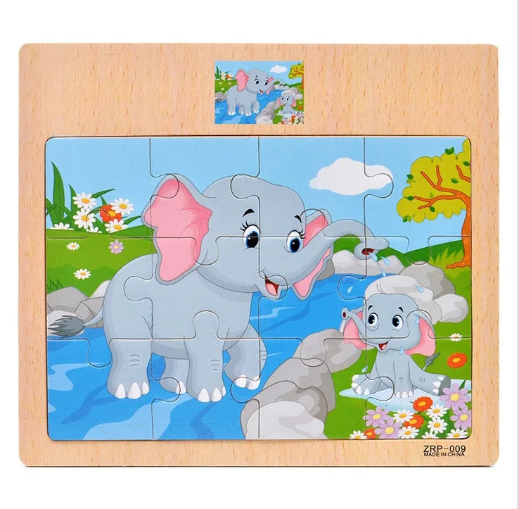 Wooden Vehicle & Animal Puzzle Set – Educational Gift for Early Learners