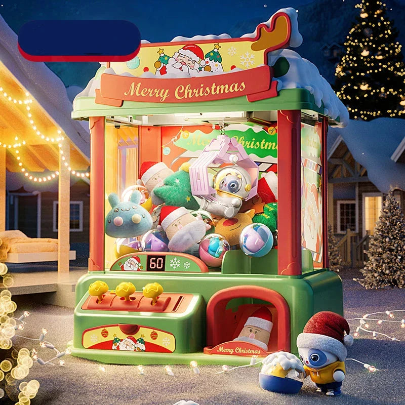 Interactive Christmas Claw Machine Set A – Coin-Operated Festive Toy with Plush Dolls and Music