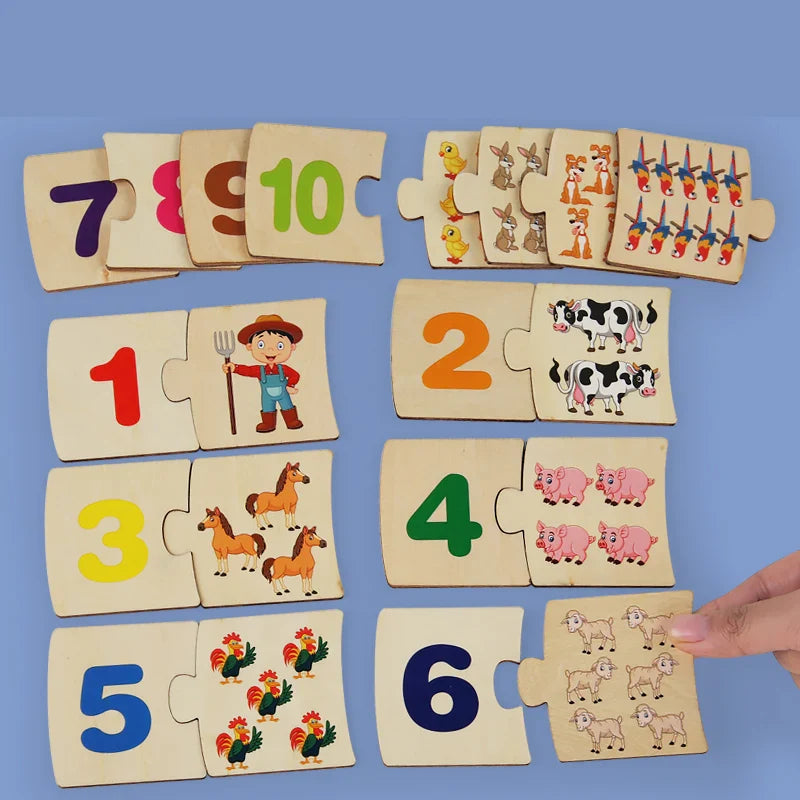 Wooden Number Puzzle Toy – Matching Game for Baby Early Development