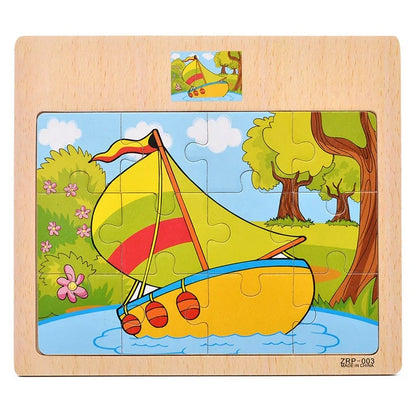 Wooden Vehicle & Animal Puzzle Set – Educational Gift for Early Learners