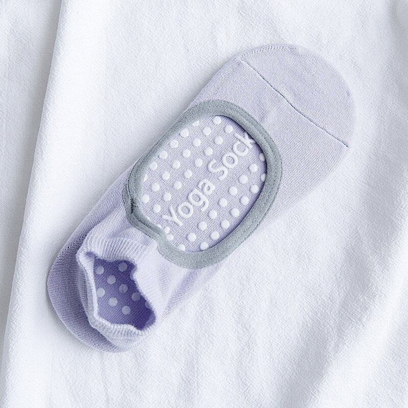 Anti-Slip Yoga Socks with Grips for Pilates and Dance, 2 Pairs of Breathable Cotton Grip Socks, Comfortable and Durable