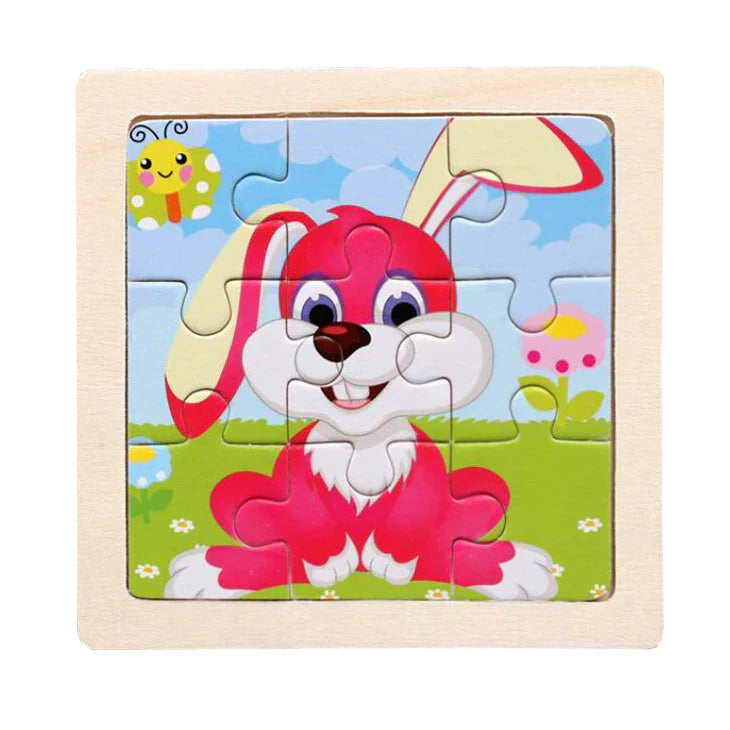 Kids Montessori Jigsaw Puzzle – Cartoon Animal and Vehicle Wooden Set