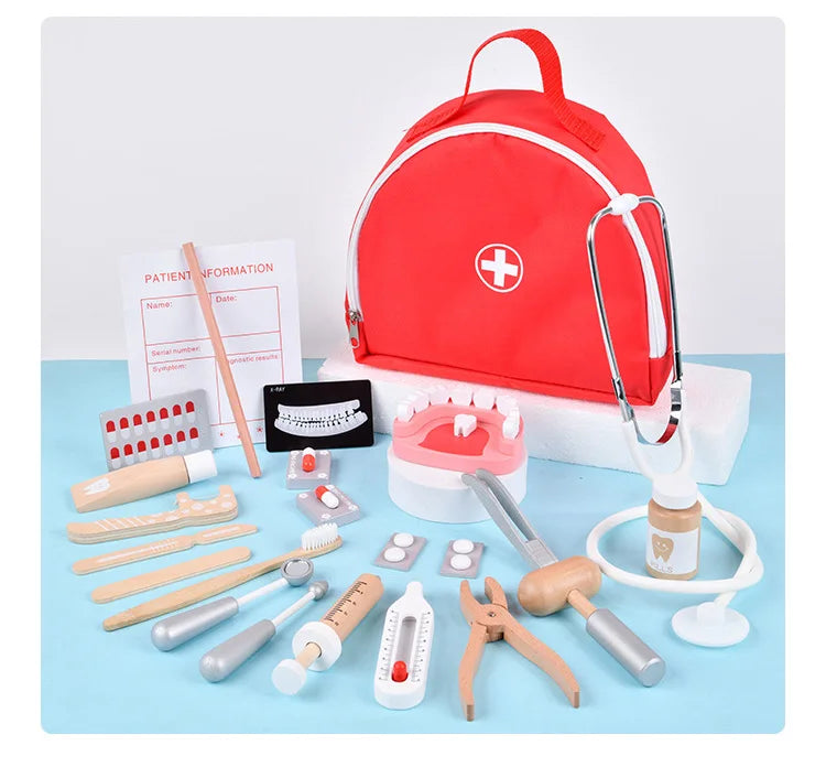 Variant image for Wooden Doctor Set for Kids, Educational Role Play Toy for Ages 3+, Dentist Simulation Playset-1