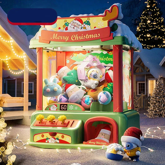 Interactive Christmas Claw Machine Set A – Coin-Operated Festive Toy with Plush Dolls and Music