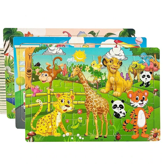 Logic & Thinking Wooden Jigsaw – Animal and Vehicle Learning Puzzle