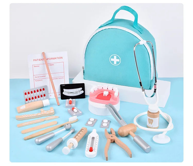 Variant image for Wooden Doctor Set for Kids, Educational Role Play Toy for Ages 3+, Dentist Simulation Playset-5