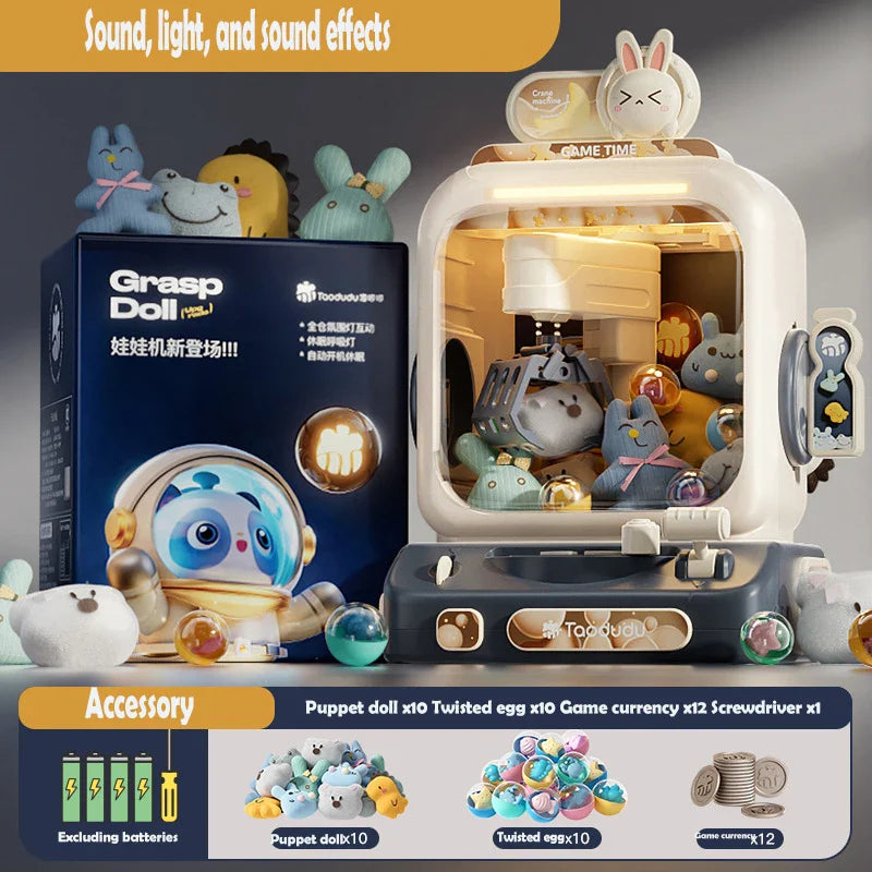 DIY Coin-Operated Kids Claw Machine – Arcade Grabber with Lights, Music & Plush Prizes